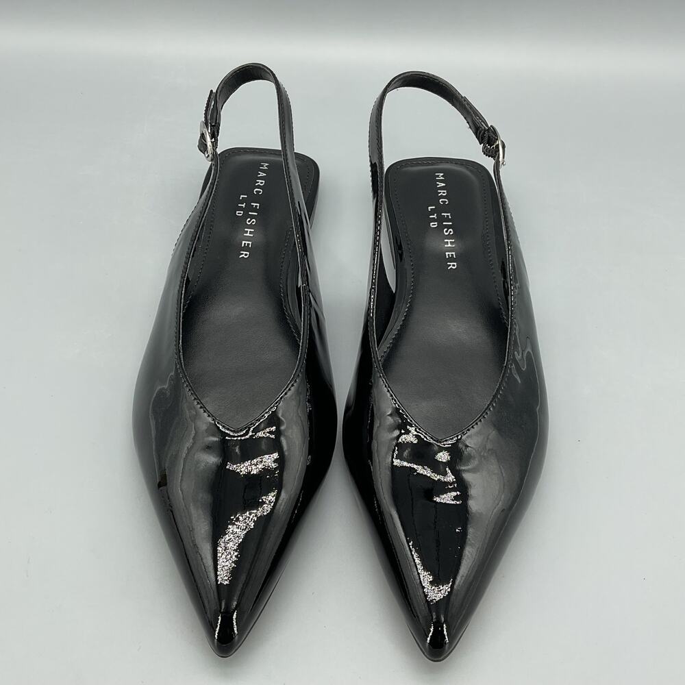 NEW Marc Fisher Women’s Gabra Patent Leather Slingback Flats Black Size 8M - Picture 3 of 11